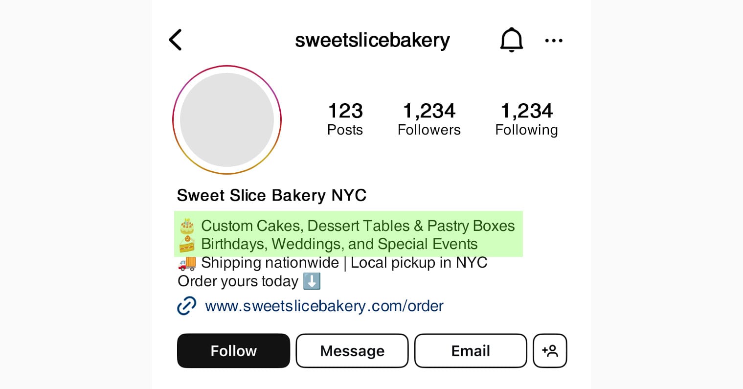 10 Instagram Bio Ideas to Increase Sales for Small Businesses - Example