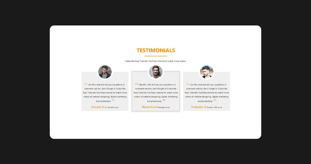 Landing Page Testimonial Section