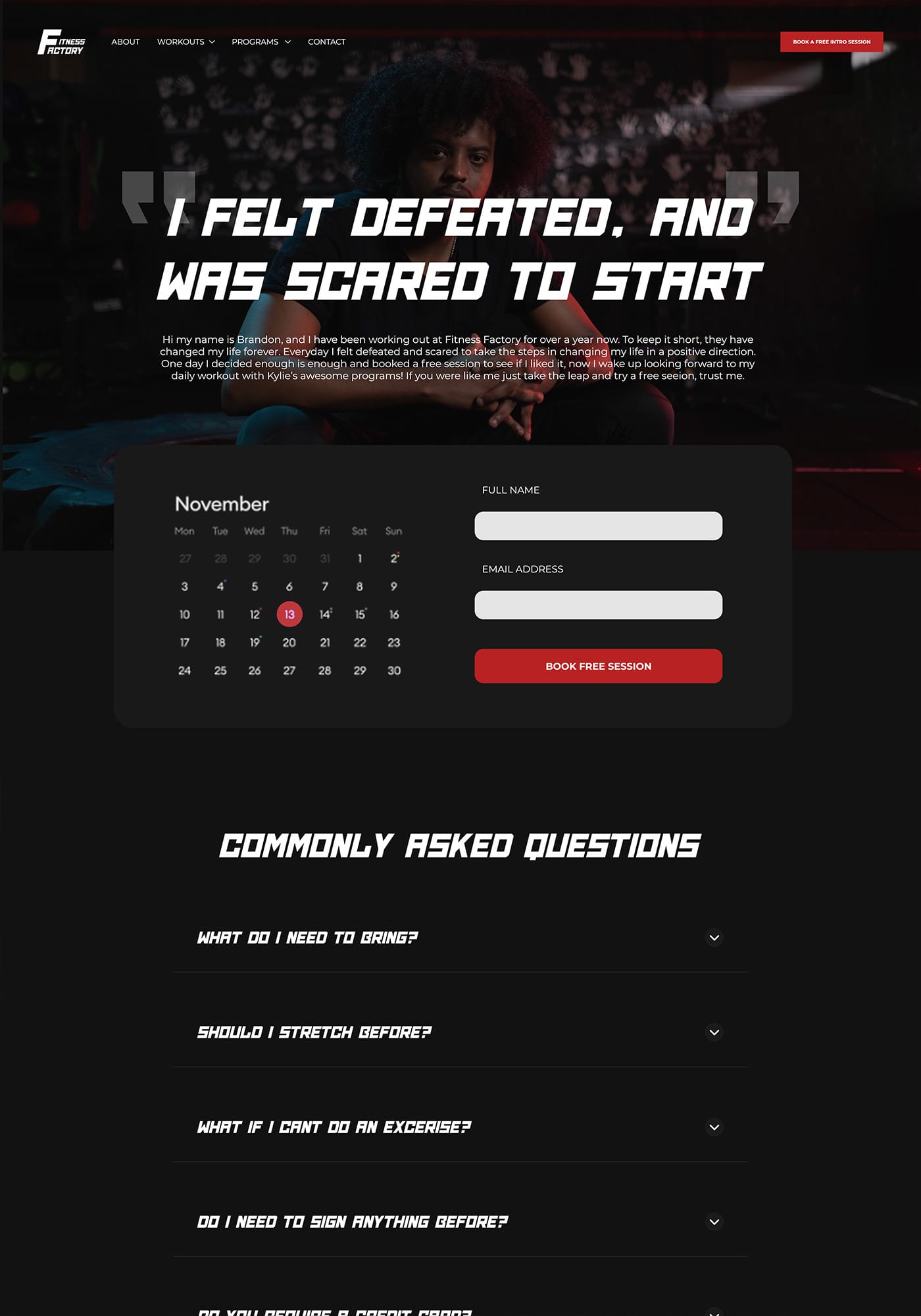 Gym & Personal Trainer Website Designs - Sign Up - Lead Funnel