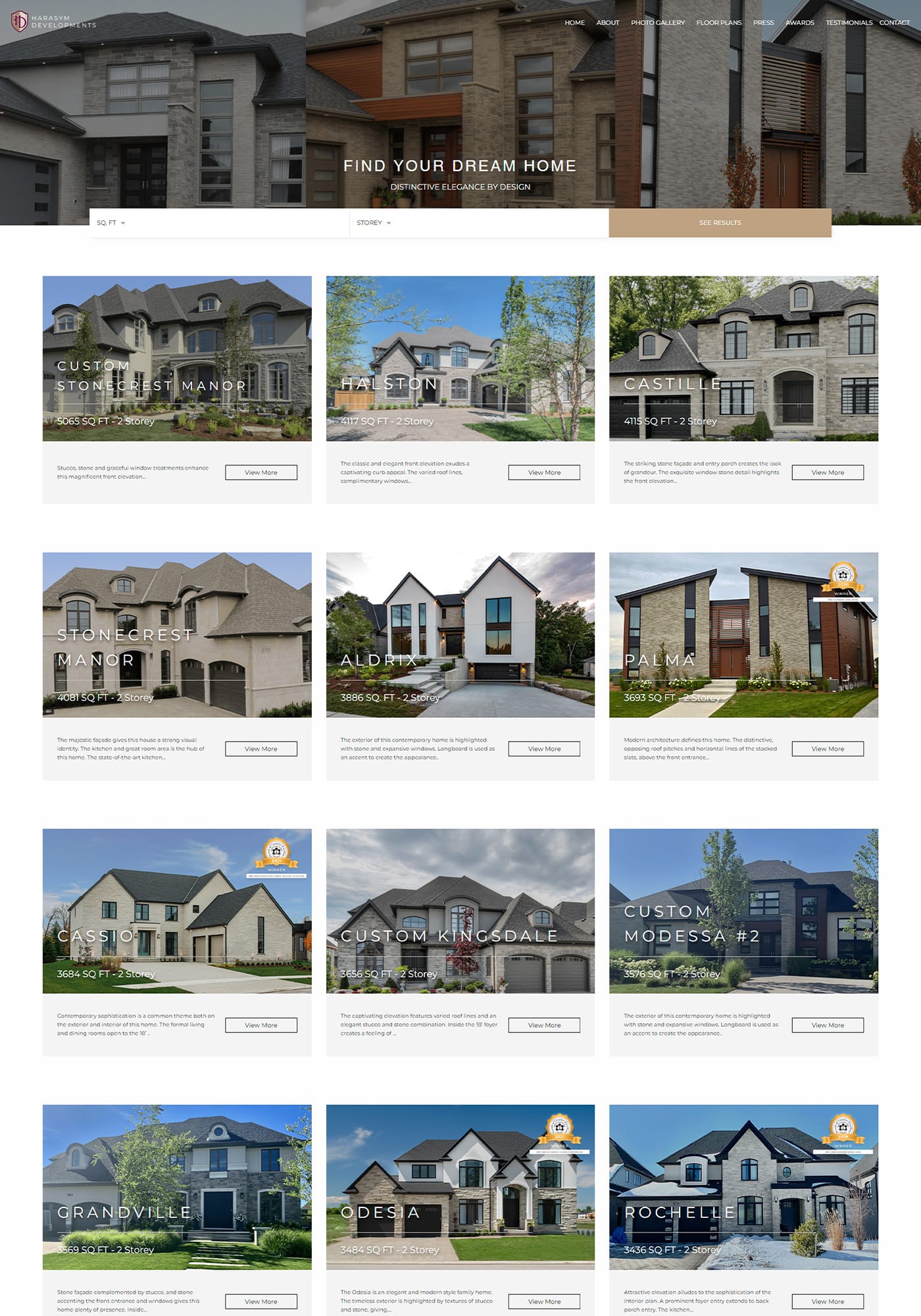 Custom Home Builders Website Designs - Custom Home Gallery Page